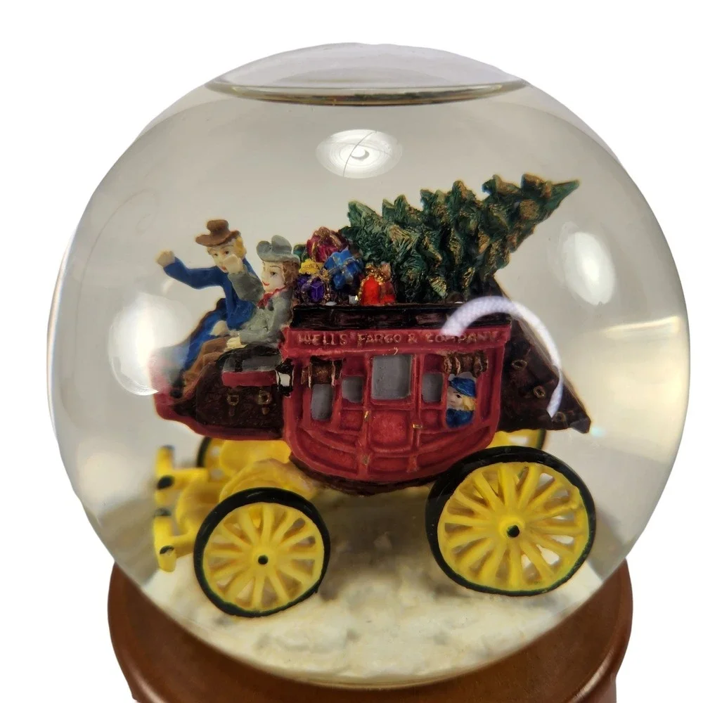 Wells‎ Fargo Stage Coach Snowglobe Musical Christmas Let It Snow Globe Vtg READ